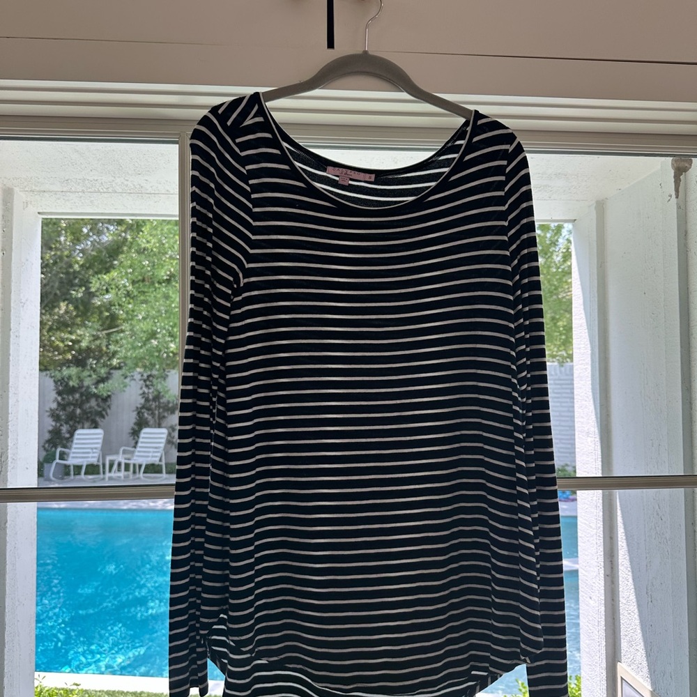 Calypso St. Barth Black and White Striped Long Sleeve Top